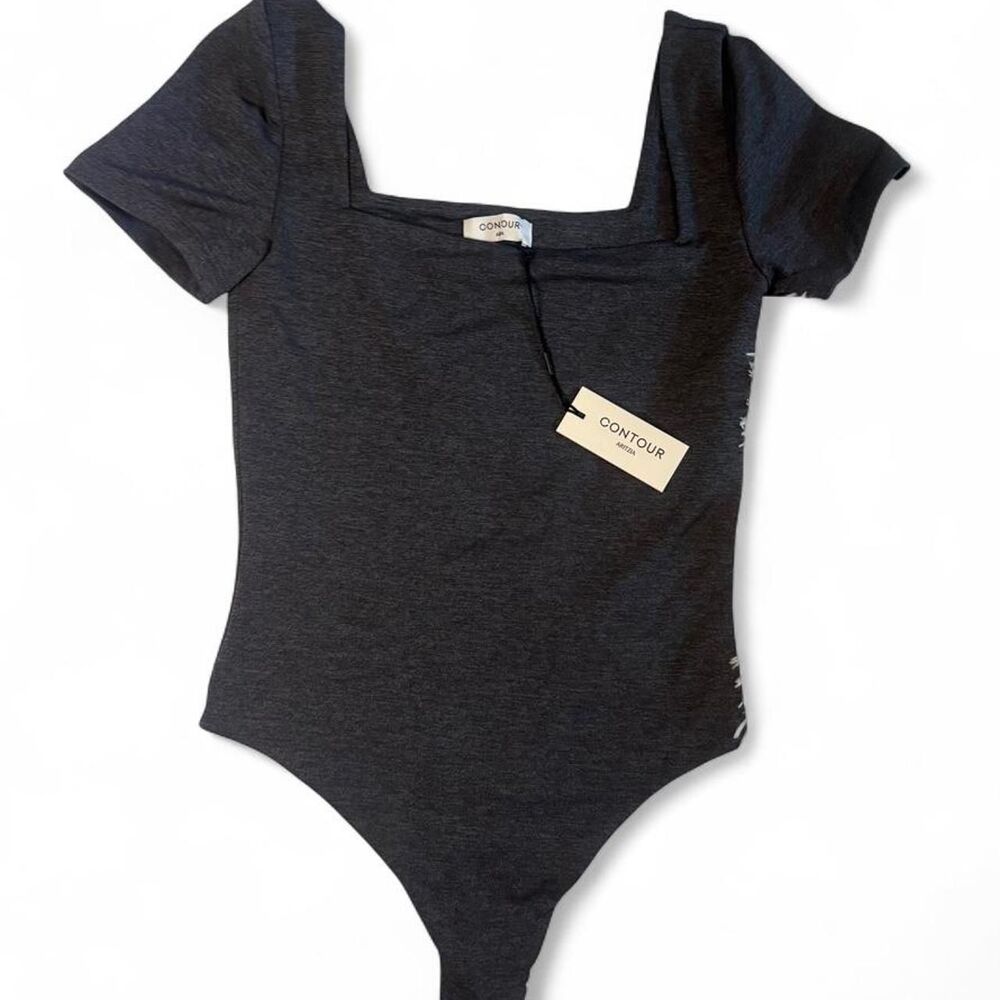 Aritzia Babaton Contour Square Neck Short Sleeve Bodysuit Grey Size S